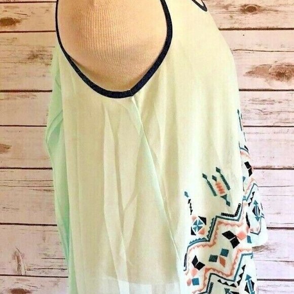 MINE Women Sleeveless Pull-Over Asymmetrical Mint Green Casual Shirt Size Small - Picture 4 of 12